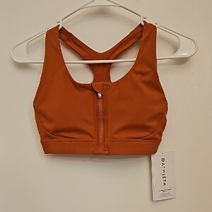 Athleta Orange Sports Bra with Zipper Closure and Medium Support